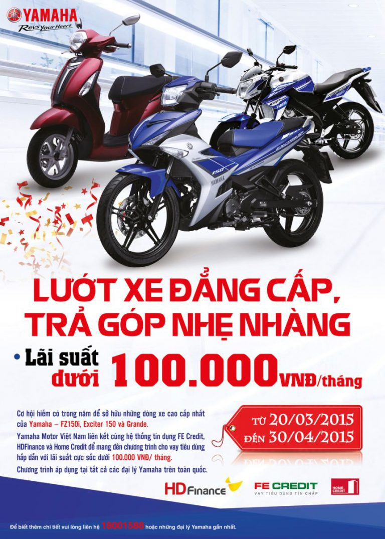 Cơ hội mua xe trả góp Yamaha với lãi suất hấp dẫn