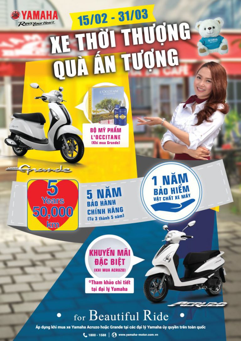 Chương trình khuyến mãi dành cho xe ga Yamaha Nozza Grande và Yamaha Acruzo