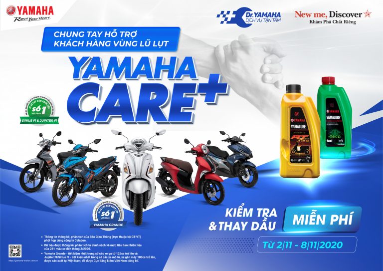 YAMAHA CARE: CHUNG TAY HỖ TRỢ KHÁCH HÀNG VÙNG LŨ LỤT - BẢO TRÌ VÀ THAY DẦU NHỚT MIỄN PHÍ CHO TẤT CẢ CÁC LOẠI XE