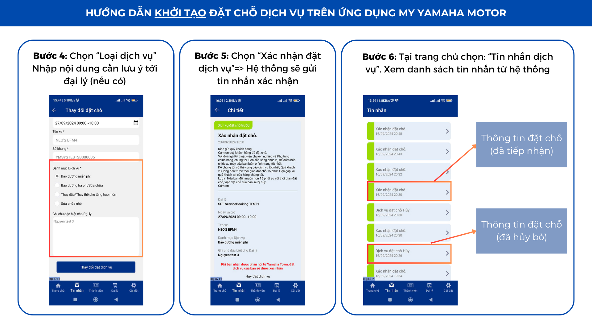 RA MẮT TÍNH NĂNG ĐẶT CHỖ DỊCH VỤ TRÊN ỨNG DỤNG MY YAMAHA MOTOR